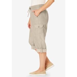 Khaki & Company Convertible Capri Pants Womens Size 12 Brown Confort
